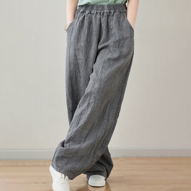 Pantalones de mujer de ramio desgastados, lisos, holgados y casuales con diseño tie-dye y bolsillos de Buddha Stones - image 9