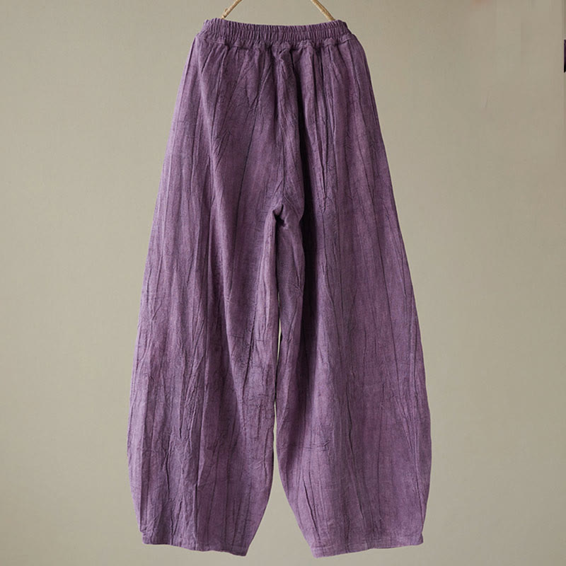 Pantalones de mujer de ramio desgastados, lisos, holgados y casuales con diseño tie-dye y bolsillos de Buddha Stones - image 20