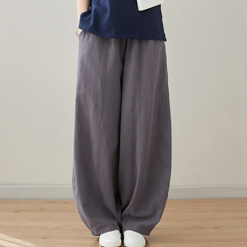 Pantalones de lino y algodón para mujer, informales, lisos y holgados, con bolsillos y estampado de Buddha Stones - image 12