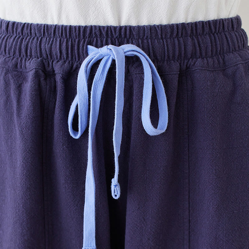 Pantalones de lino y algodón para mujer, informales, lisos y holgados, con bolsillos y estampado de Buddha Stones - image 19