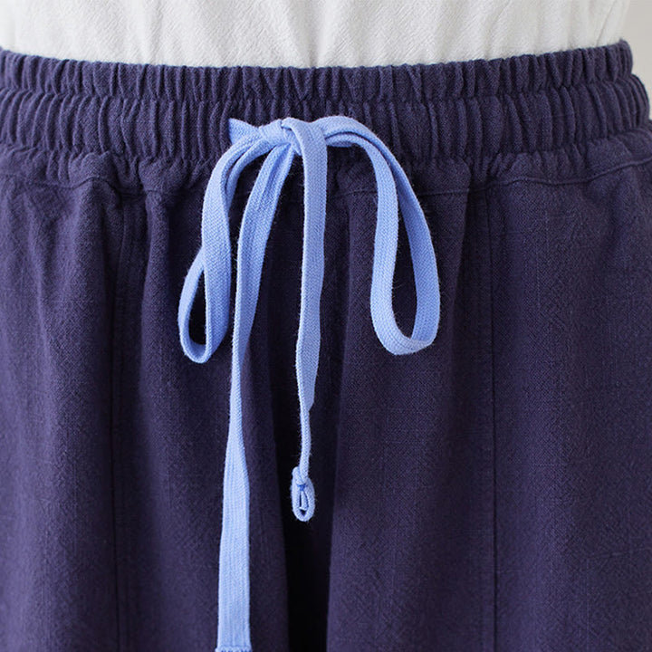 Pantalones de lino y algodón para mujer, informales, lisos y holgados, con bolsillos y estampado de Buddha Stones - image 19