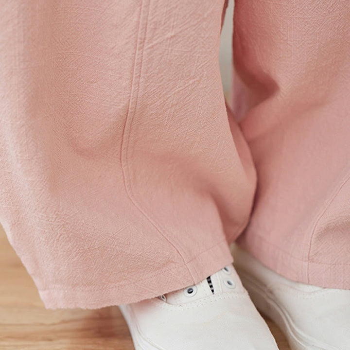 Pantalones de lino y algodón para mujer, informales, lisos y holgados, con bolsillos y estampado de Buddha Stones - image 7