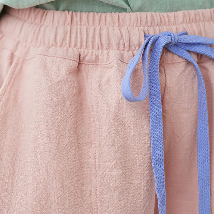 Pantalones de lino y algodón para mujer, informales, lisos y holgados, con bolsillos y estampado de Buddha Stones - image 8