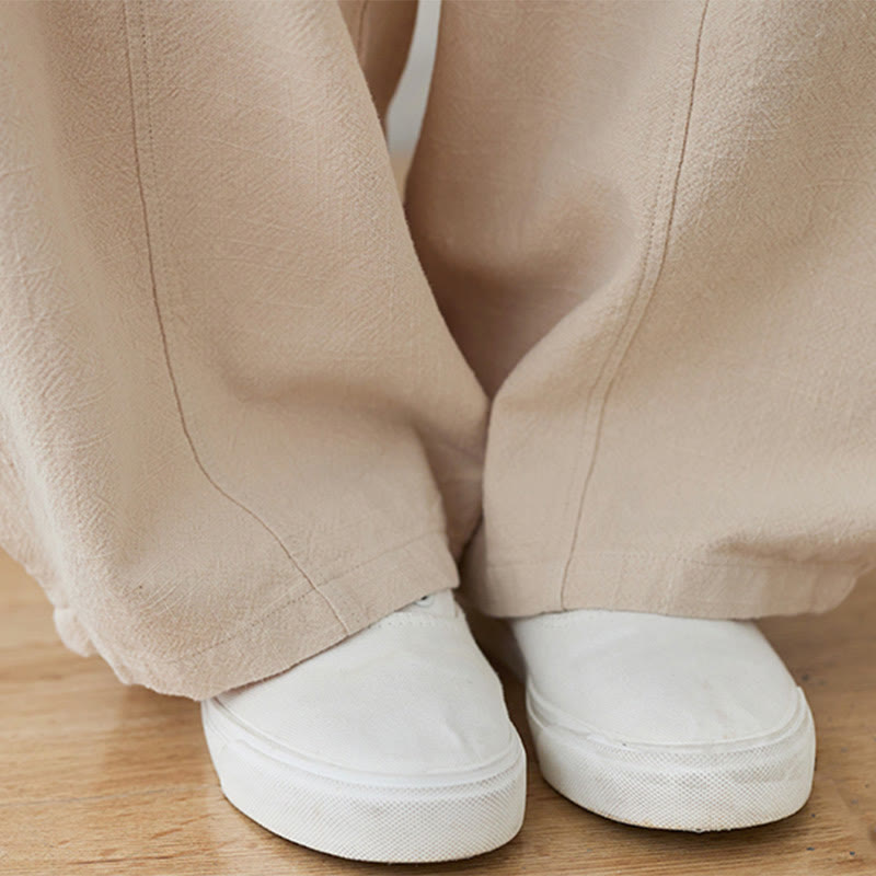 Pantalones de lino y algodón para mujer, informales, lisos y holgados, con bolsillos y estampado de Buddha Stones - image 17