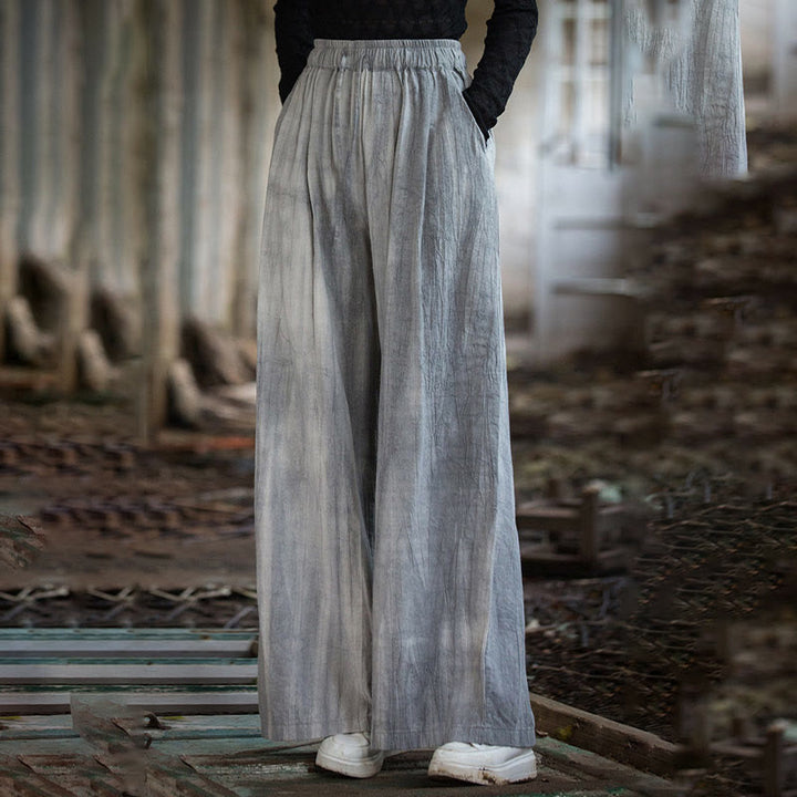 Pantalones Buddha Stones de algodón ramio para mujer, informales, lisos, sueltos, hechos a mano, con efecto tie-dye y bolsillos - image 3