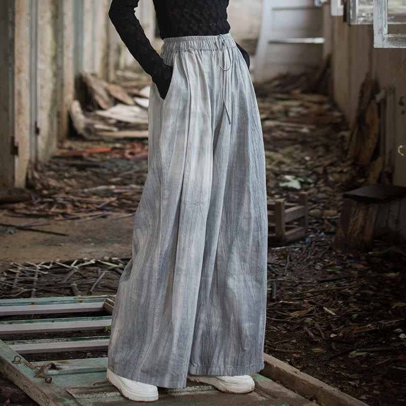 Pantalones Buddha Stones de algodón ramio para mujer, informales, lisos, sueltos, hechos a mano, con efecto tie-dye y bolsillos - image 6