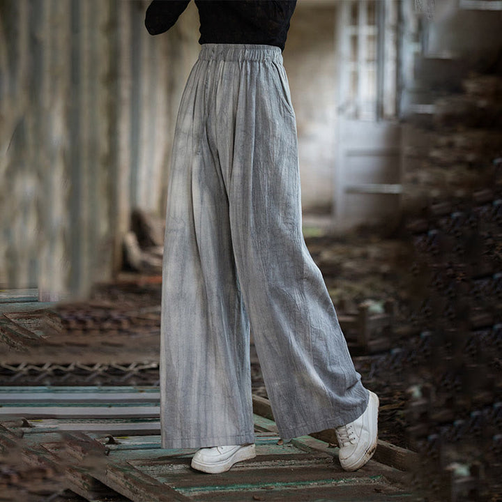 Pantalones Buddha Stones de algodón ramio para mujer, informales, lisos, sueltos, hechos a mano, con efecto tie-dye y bolsillos - image 1