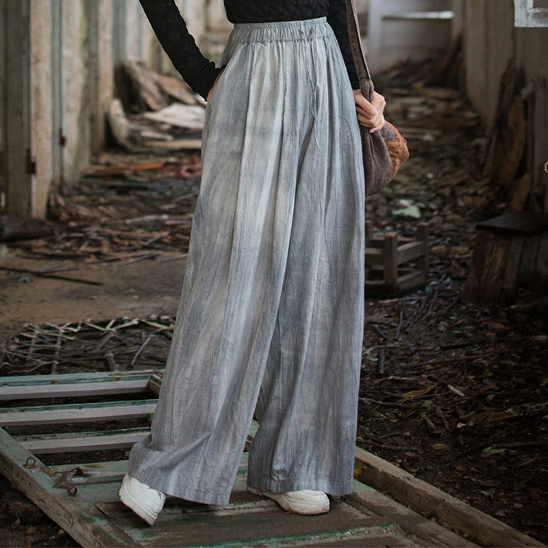 Pantalones Buddha Stones de algodón ramio para mujer, informales, lisos, sueltos, hechos a mano, con efecto tie-dye y bolsillos - Gris oscuro - US4-6, UK/AU8-10, EU36-38 (F) - image 0