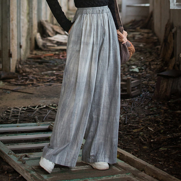 Pantalones Buddha Stones de algodón ramio para mujer, informales, lisos, sueltos, hechos a mano, con efecto tie-dye y bolsillos - Gris oscuro - US4-6, UK/AU8-10, EU36-38 (F) - image 0