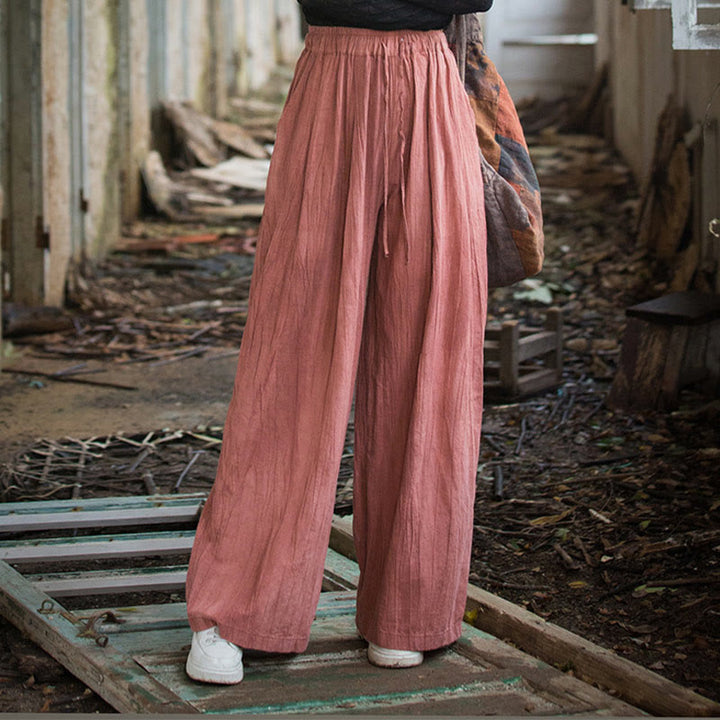 Pantalones Buddha Stones de algodón ramio para mujer, informales, lisos, sueltos, hechos a mano, con efecto tie-dye y bolsillos - image 11