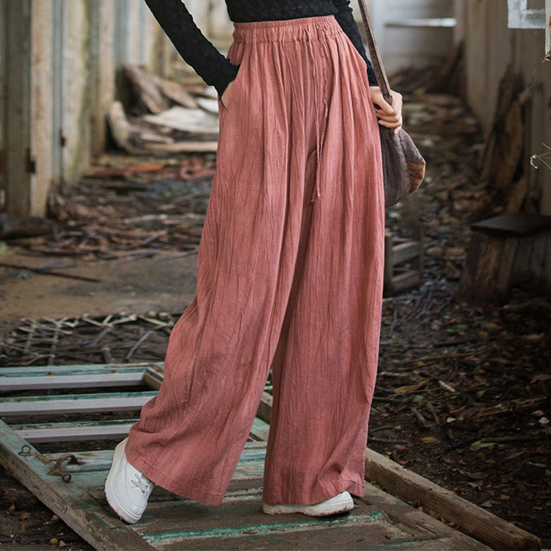 Pantalones Buddha Stones de algodón ramio para mujer, informales, lisos, sueltos, hechos a mano, con efecto tie-dye y bolsillos - image 12