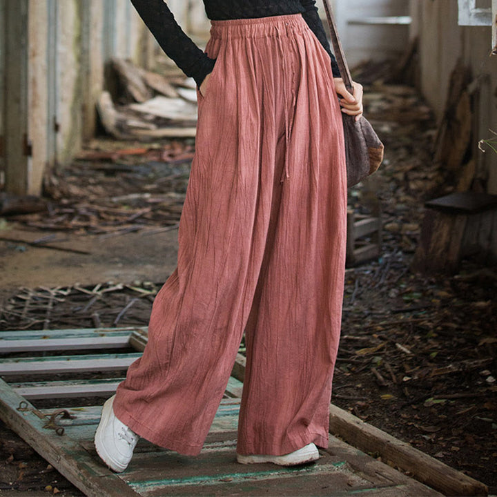 Pantalones Buddha Stones de algodón ramio para mujer, informales, lisos, sueltos, hechos a mano, con efecto tie-dye y bolsillos - image 12