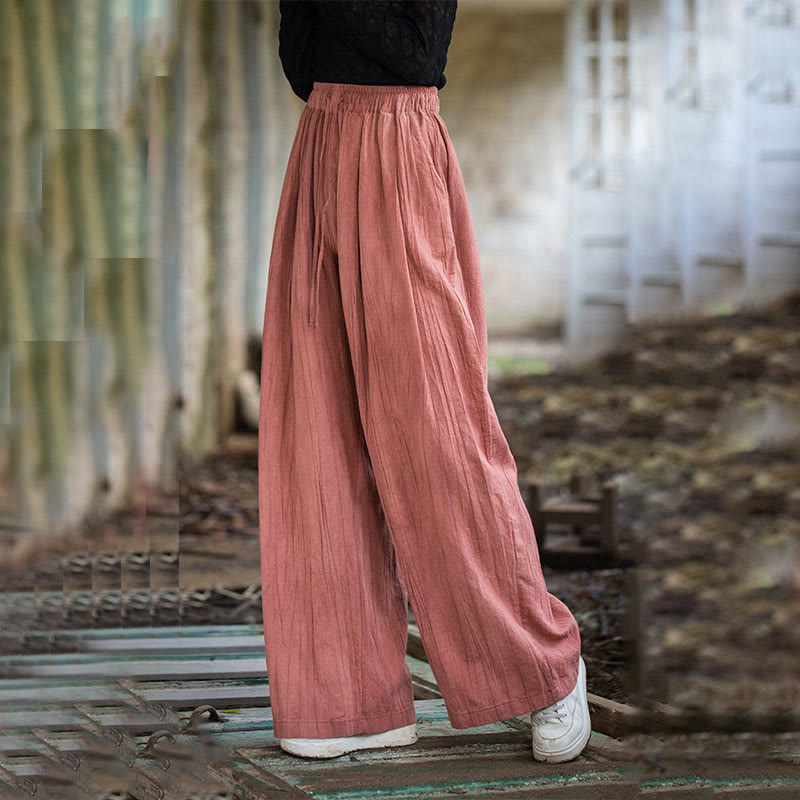 Pantalones Buddha Stones de algodón ramio para mujer, informales, lisos, sueltos, hechos a mano, con efecto tie-dye y bolsillos - image 10