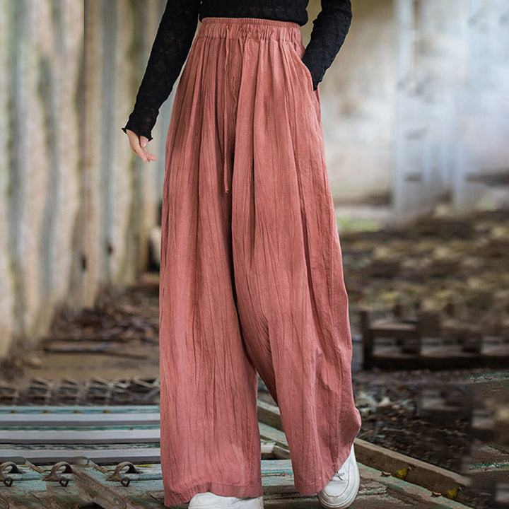 Pantalones Buddha Stones de algodón ramio para mujer, informales, lisos, sueltos, hechos a mano, con efecto tie-dye y bolsillos - image 9