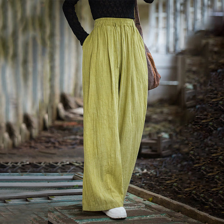 Pantalones Buddha Stones de algodón ramio para mujer, informales, lisos, sueltos, hechos a mano, con efecto tie-dye y bolsillos - VerdeAmarillo - US4-6, UK/AU8-10, EU36-38 (F) - image 15