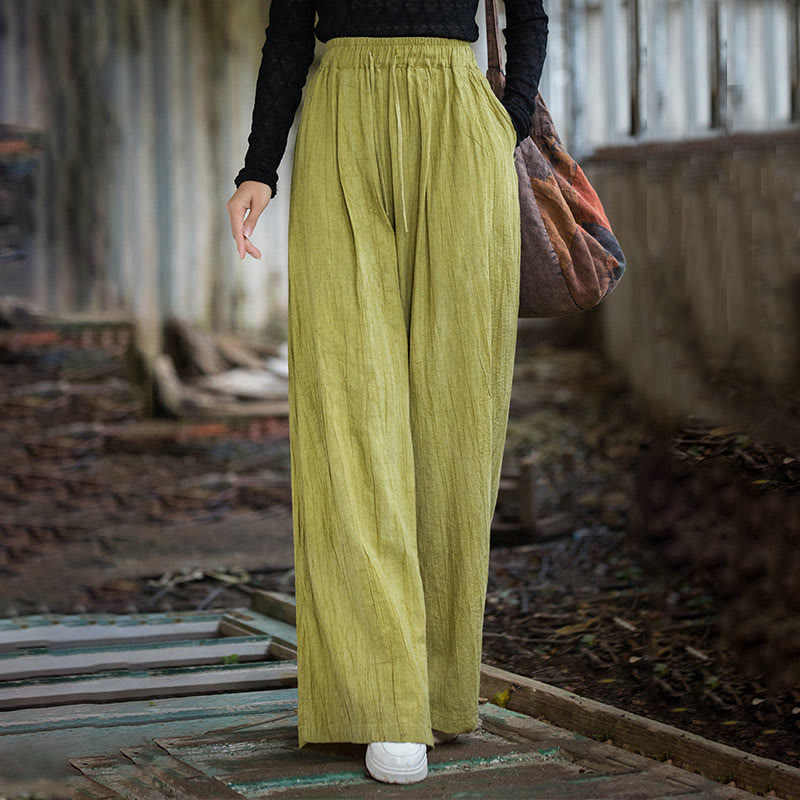 Pantalones Buddha Stones de algodón ramio para mujer, informales, lisos, sueltos, hechos a mano, con efecto tie-dye y bolsillos - image 19