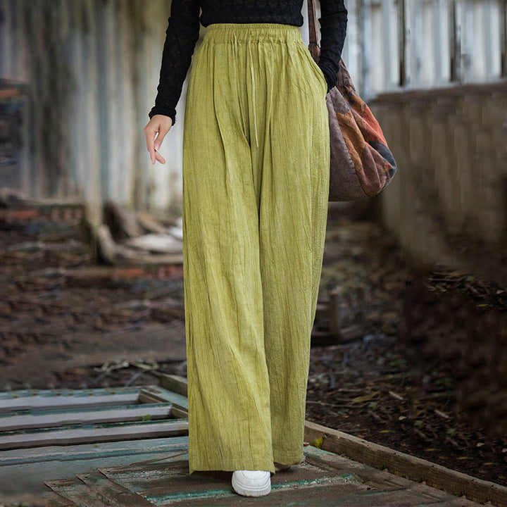 Pantalones Buddha Stones de algodón ramio para mujer, informales, lisos, sueltos, hechos a mano, con efecto tie-dye y bolsillos - image 19