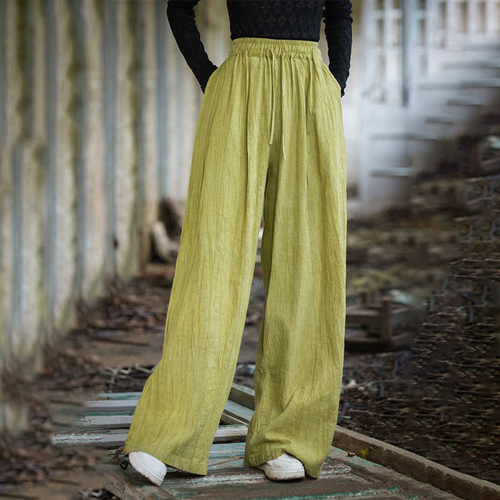 Pantalones Buddha Stones de algodón ramio para mujer, informales, lisos, sueltos, hechos a mano, con efecto tie-dye y bolsillos - image 17