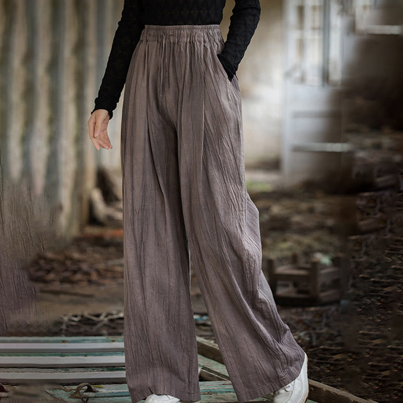 Pantalones Buddha Stones de algodón ramio para mujer, informales, lisos, sueltos, hechos a mano, con efecto tie-dye y bolsillos - image 25