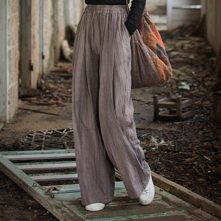 Pantalones Buddha Stones de algodón ramio para mujer, informales, lisos, sueltos, hechos a mano, con efecto tie-dye y bolsillos - RosyBrown - US4-6, UK/AU8-10, EU36-38 (F) - image 21