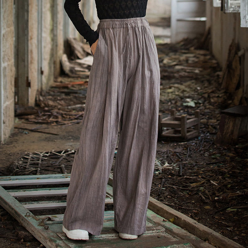 Pantalones Buddha Stones de algodón ramio para mujer, informales, lisos, sueltos, hechos a mano, con efecto tie-dye y bolsillos - image 23