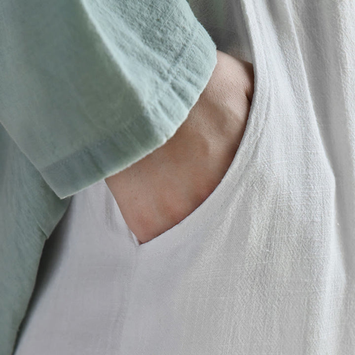 Pantalones de lino holgados informales con bolsillos y diseño de Buddha Stones para mujer - image 11