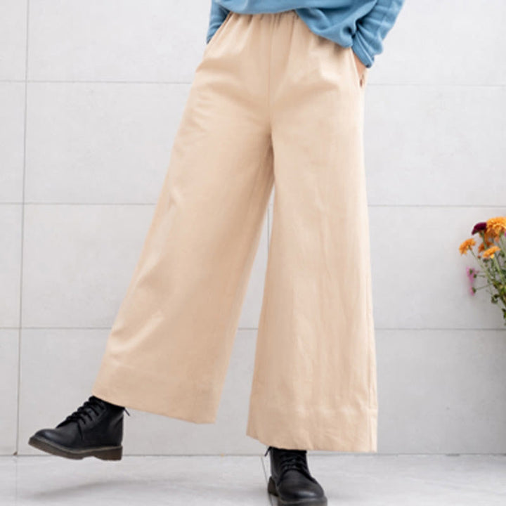 Pantalones anchos de pierna de ramio para mujer, informales, lisos y holgados, con bolsillos, de Buddha Stones - image 21