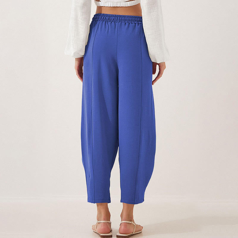 Pantalones casuales holgados con cordón y bolsillos de poliéster de 7/8 de largo para mujer con Buddha Stones - image 4