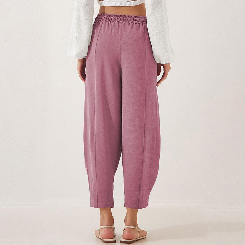 Pantalones casuales holgados con cordón y bolsillos de poliéster de 7/8 de largo para mujer con Buddha Stones - image 7