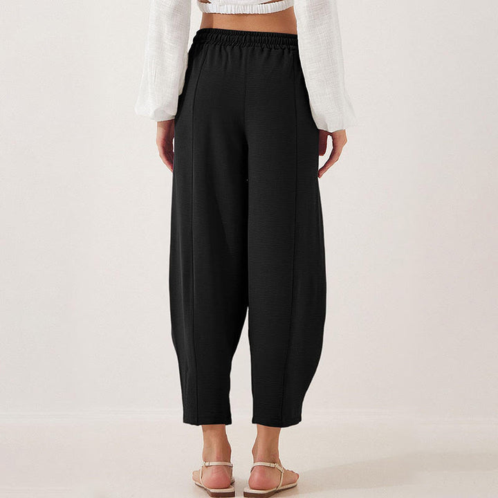 Pantalones casuales holgados con cordón y bolsillos de poliéster de 7/8 de largo para mujer con Buddha Stones - image 12