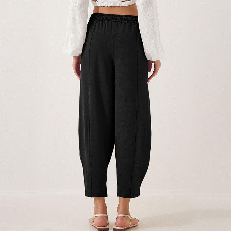 Pantalones casuales holgados con cordón y bolsillos de poliéster de 7/8 de largo para mujer con Buddha Stones - image 12