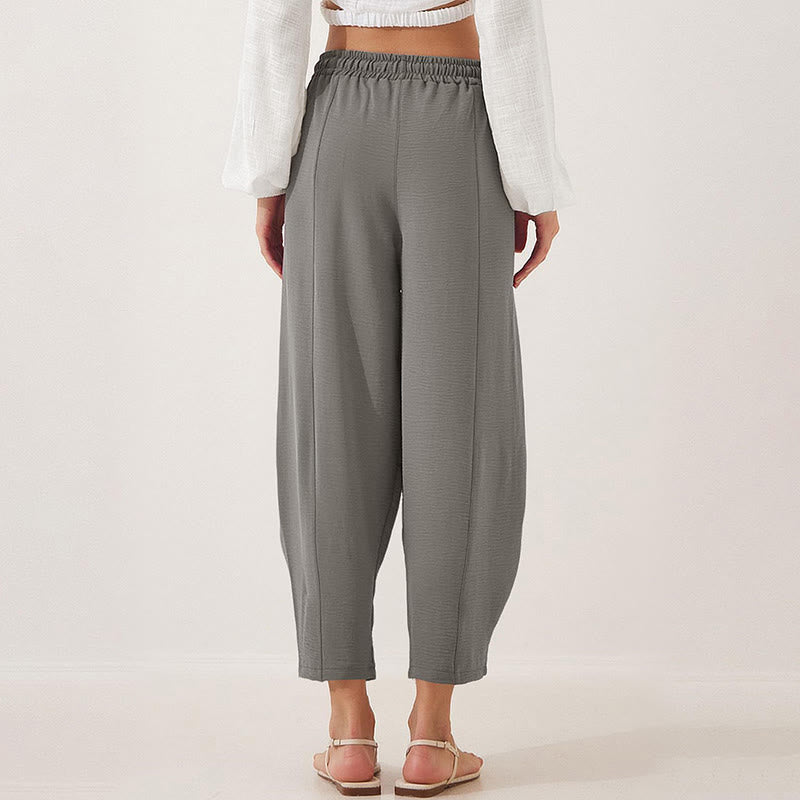 Pantalones casuales holgados con cordón y bolsillos de poliéster de 7/8 de largo para mujer con Buddha Stones - image 14