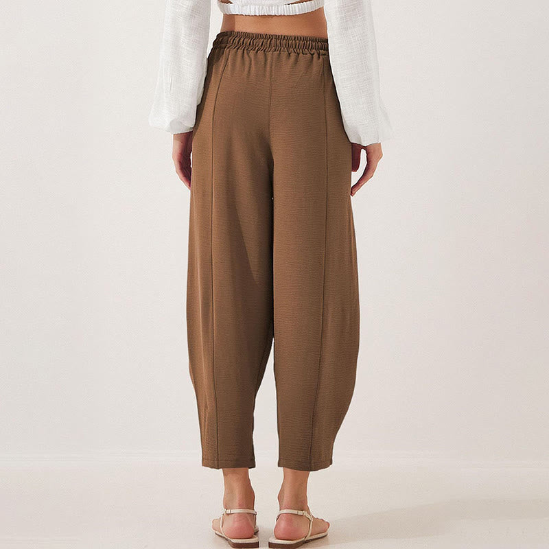 Pantalones casuales holgados con cordón y bolsillos de poliéster de 7/8 de largo para mujer con Buddha Stones - image 22