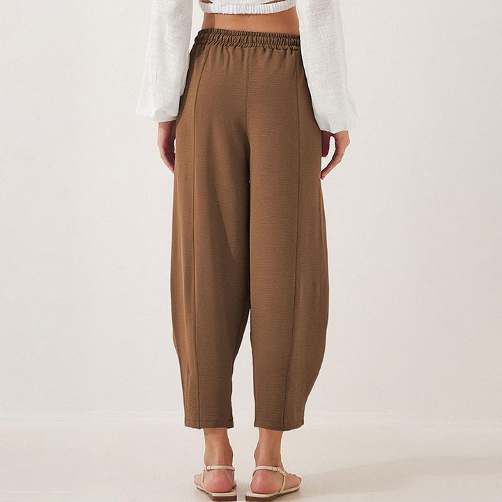 Pantalones casuales holgados con cordón y bolsillos de poliéster de 7/8 de largo para mujer con Buddha Stones - image 22