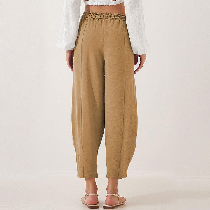 Pantalones casuales holgados con cordón y bolsillos de poliéster de 7/8 de largo para mujer con Buddha Stones - image 25