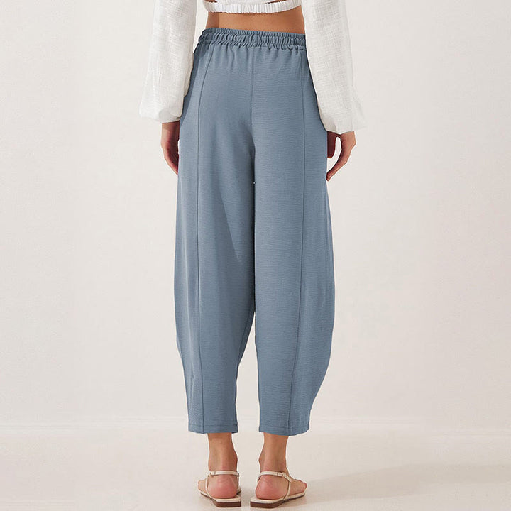 Pantalones casuales holgados con cordón y bolsillos de poliéster de 7/8 de largo para mujer con Buddha Stones - image 28