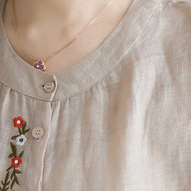 Conjunto de 2 piezas de camisa y pantalones con bordado de flores de algodón y piedras de Buddha Stones para meditación, tai chi y zen para mujer - image 21