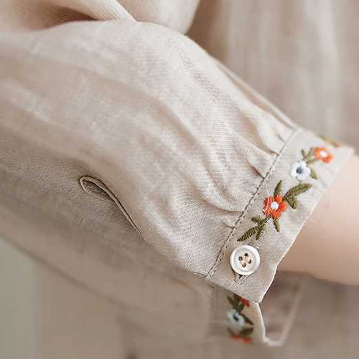 Conjunto de 2 piezas de camisa y pantalones con bordado de flores de algodón y piedras de Buddha Stones para meditación, tai chi y zen para mujer - image 12