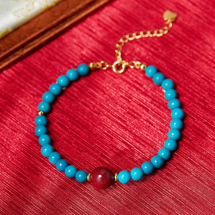 Pulsera purificadora de cinabrio y turquesa de plata de ley 925 con Buddha Stones - image 2
