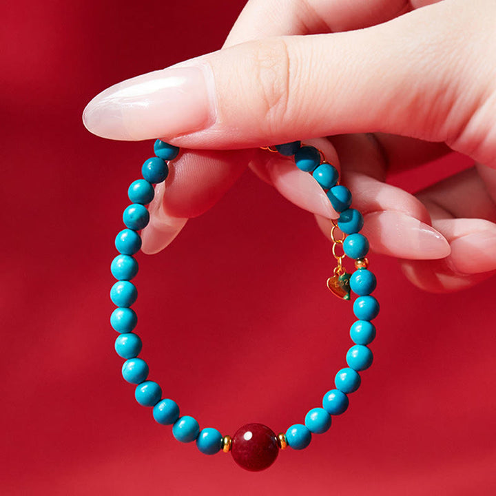 Pulsera purificadora de cinabrio y turquesa de plata de ley 925 con Buddha Stones