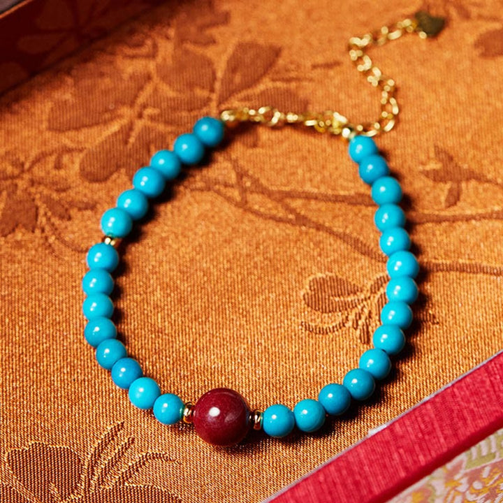 Pulsera purificadora de cinabrio y turquesa de plata de ley 925 con Buddha Stones