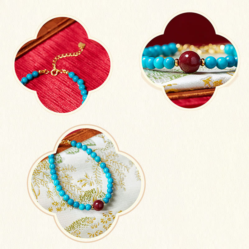 Pulsera purificadora de cinabrio y turquesa de plata de ley 925 con Buddha Stones - image 10