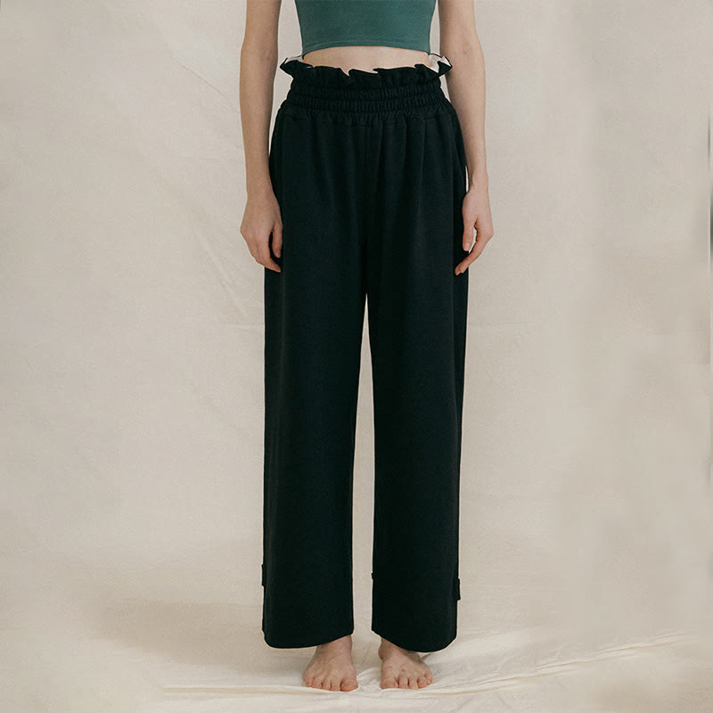 Pantalones holgados de licra con hebillas informales y bolsillos para mujer con Buddha Stones - Negro - US6，UK/AU10，EU38 (XL) - image 10