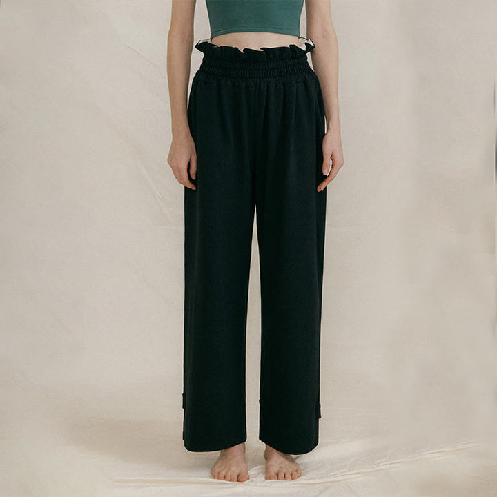 Pantalones holgados de licra con hebillas informales y bolsillos para mujer con Buddha Stones - Negro - US6，UK/AU10，EU38 (XL) - image 10