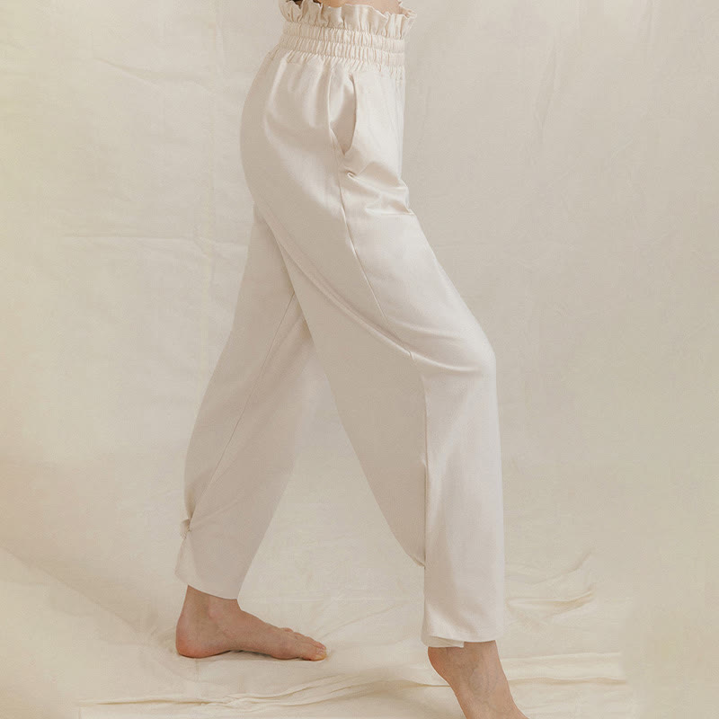 Pantalones holgados de licra con hebillas informales y bolsillos para mujer con Buddha Stones - image 20