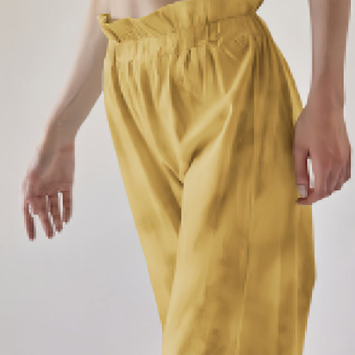 Pantalones casuales de licra con estampado de tinta y lazos en las piernas para mujer con Buddha Stones - Vara de oro - US6，UK/AU10，EU38 (XL) - image 10