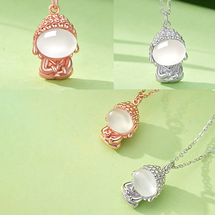 Colgante de collar con Buda positivo sin forma de calcedonia y Buddha Stones en plata de ley 925 - image 10
