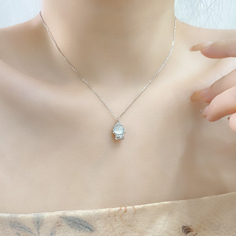 Colgante de collar con Buda positivo sin forma de calcedonia y Buddha Stones en plata de ley 925 - image 8