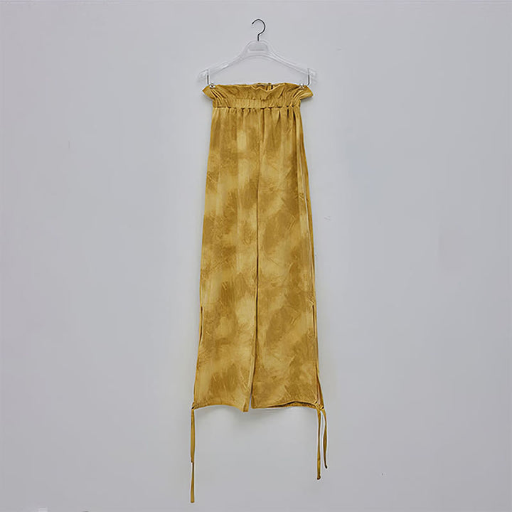 Pantalones casuales de licra con estampado de tinta y lazos en las piernas para mujer con Buddha Stones - image 11