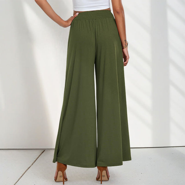 Pantalones anchos de poliéster para mujer, informales, de cintura alta, lisos y holgados, con bolsillos y estampado de Buddha Stones - image 6